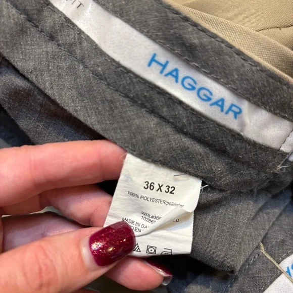 Haggar Men's Chinos 36 x 32 Khaki Lightweight Classic Fit Cool 18 Pro - Picture 7 of 10